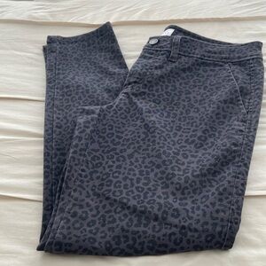 Leopard print denim jeans